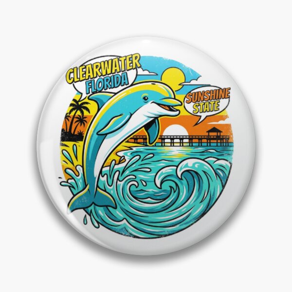 Item preview, Clearwater Florida Jumping Dolphin - Vibrant Marine Pop Art designed and sold by Mind-Echo.