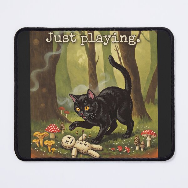 Item preview, Forest Witch Cat Mushroom Poppet Just Playing Cottagecore designed and sold by BLACKCAT-COVEN.