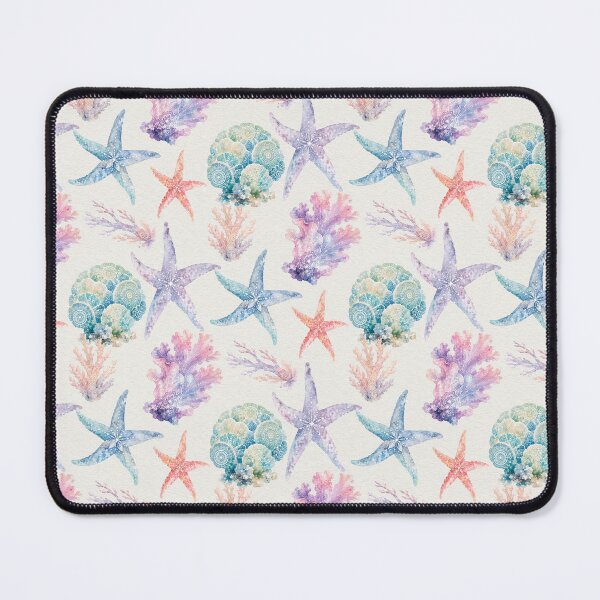 Item preview, Watercolor Starfish Seashell Coral Seamless Pattern Print designed and sold by GASCE Studio.