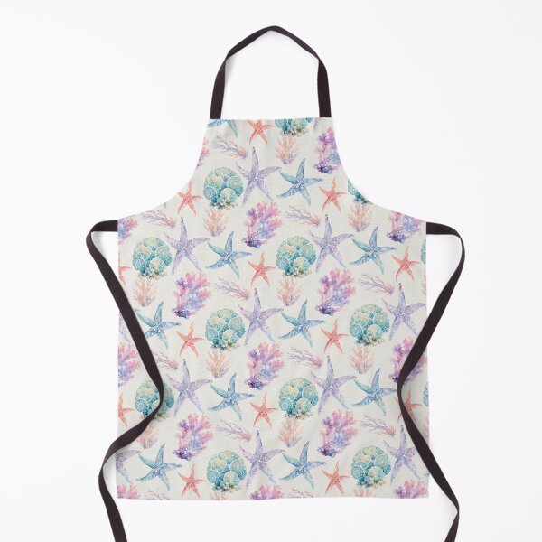 Item preview, Watercolor Starfish Seashell Coral Seamless Pattern Print designed and sold by GASCE Studio.