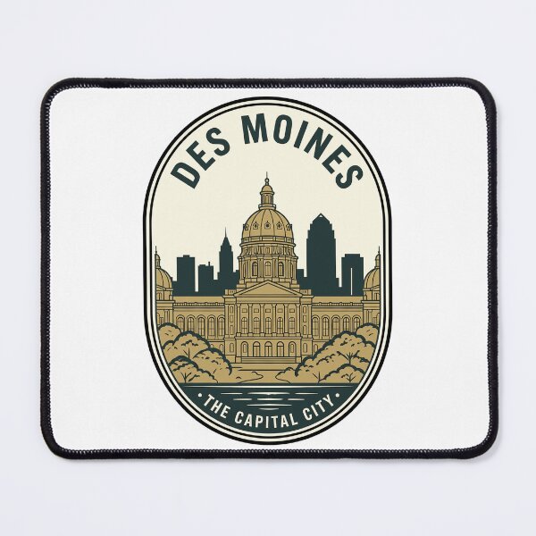Item preview, Des Moines Iowa Skyline Vintage Travel Badge designed and sold by k3rstman1.