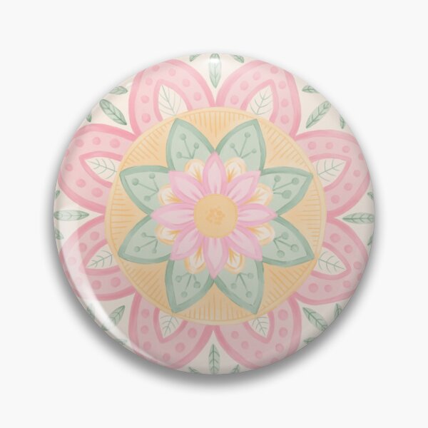Item preview, A Hand Drawn Floral Watercolour Mandala with a Sage Green Background designed and sold by FloralMural.