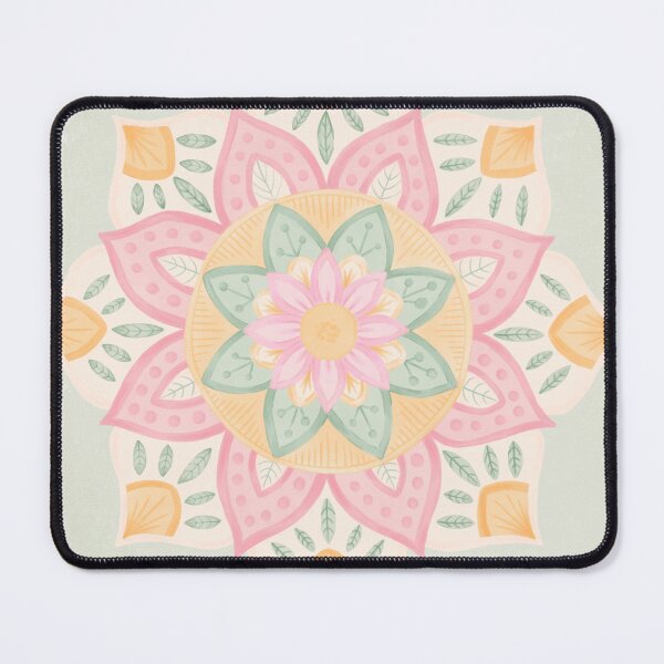 Item preview, A Hand Drawn Floral Watercolour Mandala with a Sage Green Background designed and sold by FloralMural.
