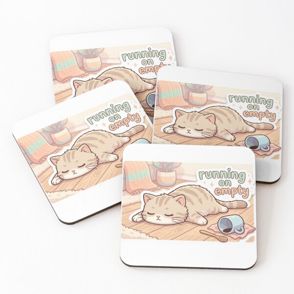 Item preview, Running On Empty – Mentally Exhausted Cat Sticker designed and sold by Elviqus Shop.