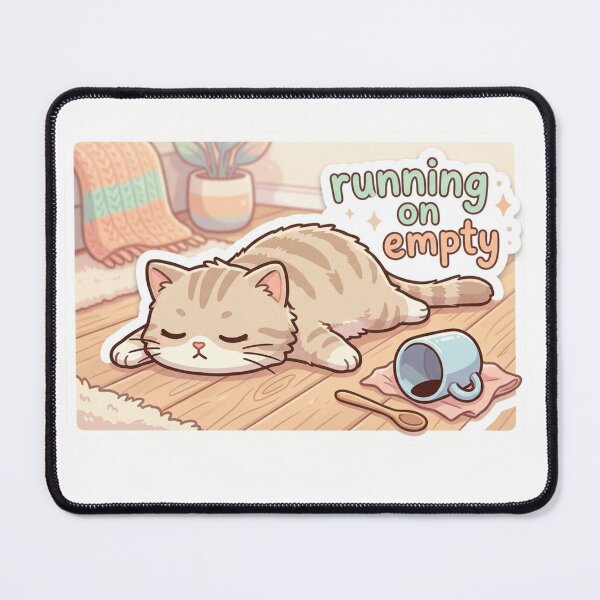 Item preview, Running On Empty – Mentally Exhausted Cat Sticker designed and sold by Elviqus Shop.