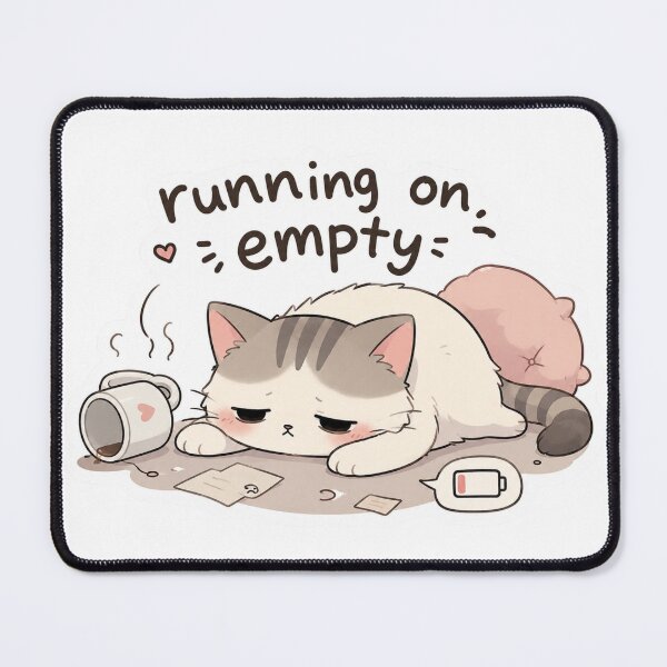 Item preview, Running On Empty – Mentally Exhausted Cat Sticker designed and sold by Elviqus Shop.