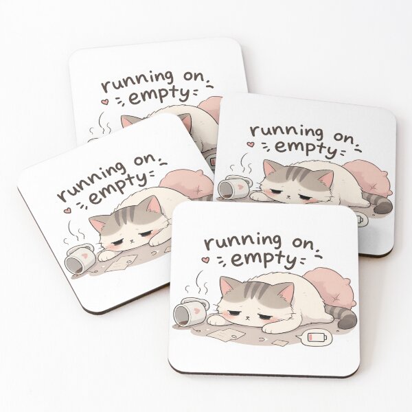 Item preview, Running On Empty – Mentally Exhausted Cat Sticker designed and sold by Elviqus Shop.