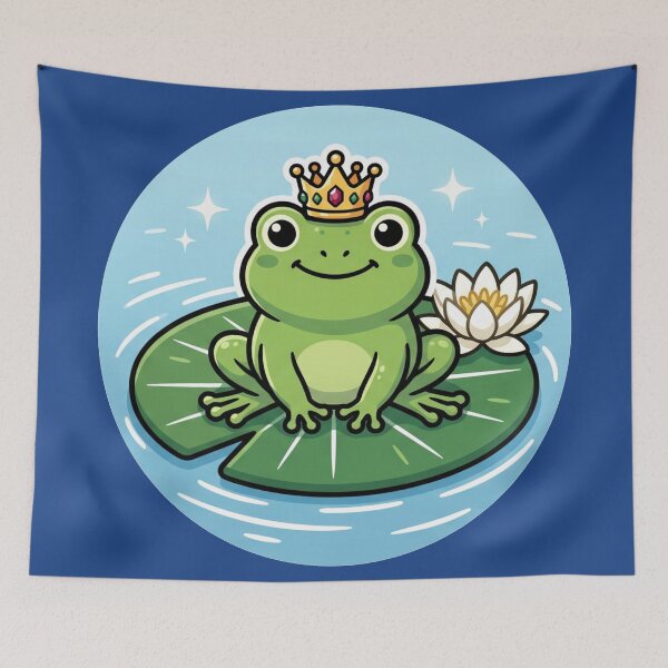 Item preview, Cute Crown Frog on Lily Pad – Whimsical Cartoon Frog Prince Aesthetic designed and sold by ArtsyExplorer.
