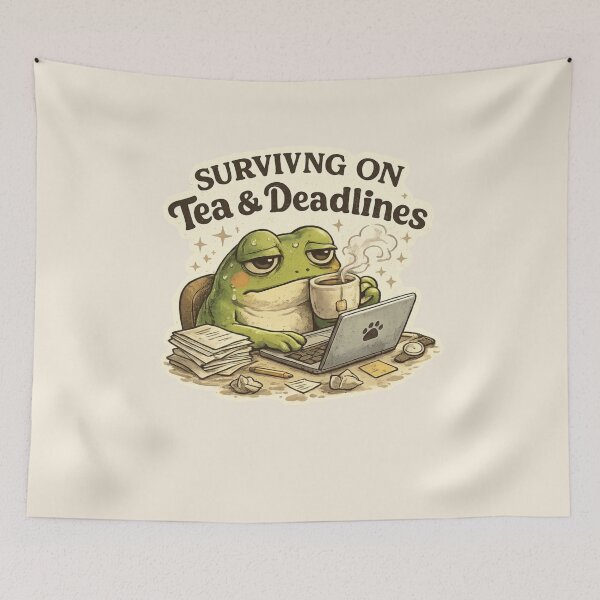 Item preview, Surviving On Tea And Deadlines Frog designed and sold by Smeargle.