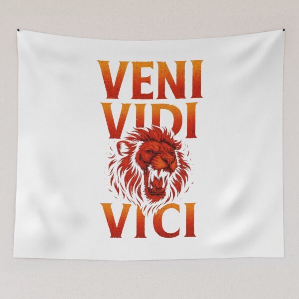 Item preview, Veni Vidi Vici Roaring Lion King Ancient Roman Quote Distressed Vintage Art designed and sold by Supergrafix07.