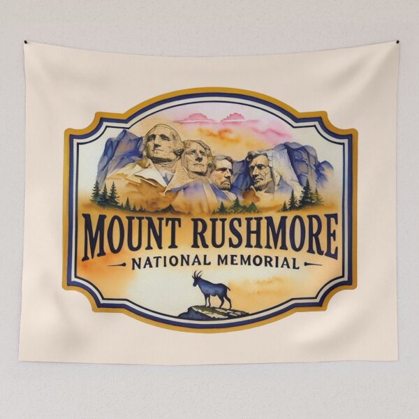 Artikelvorschau, Vintage-Reiseabzeichen für das Mount Rushmore National Memorial entworfen und verkauft von MoxisWatercolor.