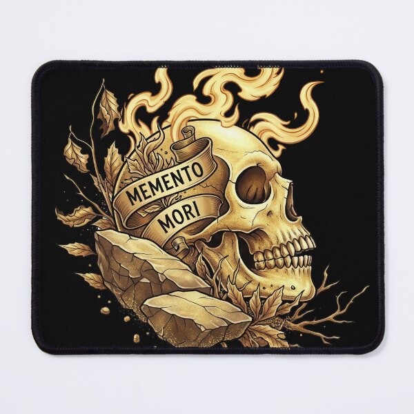 Item preview, Memento Mori Golden Skull with Botanical Leaves and Stones designed and sold by nuel-art.