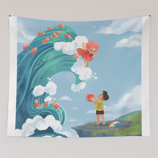 Item preview, Cute kawaii art girl [[ponyos]] go -%[ghiblis]%- wave aways sea designed and sold by huaishen89.