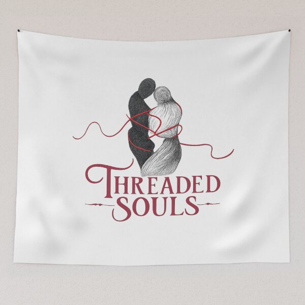 Item preview, Threaded Souls Red String of Fate Design, Destiny Love Illustration, Soulmate Connection Art for Couples designed and sold by JagrDesigns.