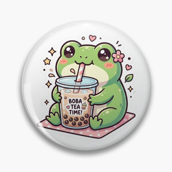 Item preview, Cute Frog Drinking Bubble Tea – Kawaii Frog Boba Aesthetic Illustration designed and sold by ArtsyExplorer.