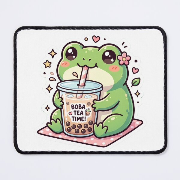 Item preview, Cute Frog Drinking Bubble Tea – Kawaii Frog Boba Aesthetic Illustration designed and sold by ArtsyExplorer.