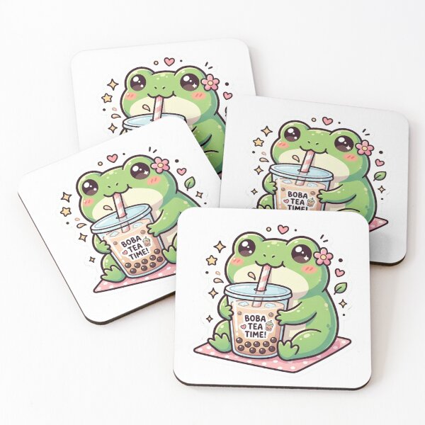 Item preview, Cute Frog Drinking Bubble Tea – Kawaii Frog Boba Aesthetic Illustration designed and sold by ArtsyExplorer.