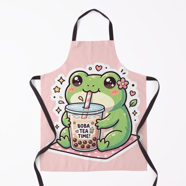 Item preview, Cute Frog Drinking Bubble Tea – Kawaii Frog Boba Aesthetic Illustration designed and sold by ArtsyExplorer.