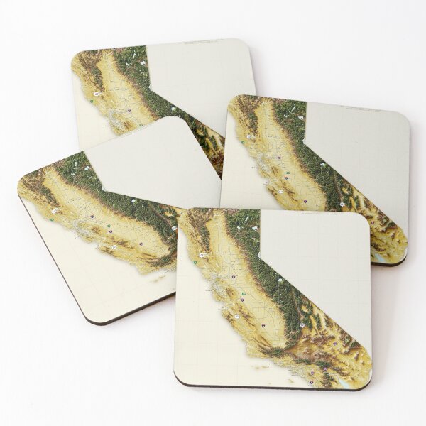 Item preview, Map of California with topography, place names and roads designed and sold by Tiffany Munro.