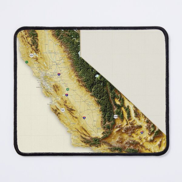 Item preview, Map of California with topography, place names and roads designed and sold by Tiffany Munro.