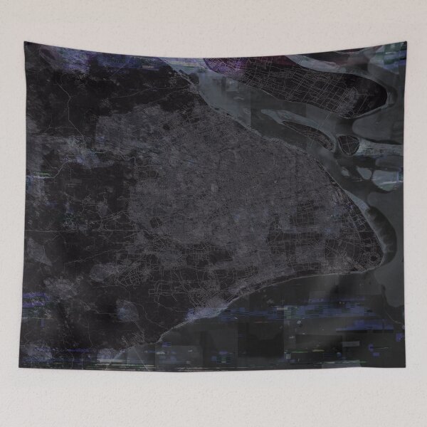 Item preview, Purple Cyberpunk map of Shanghai streets satellite style designed and sold by Tiffany Munro.