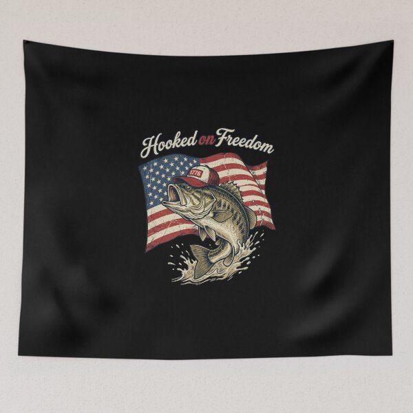 Item preview, Fishing Hooked On Freedom Patriotic USA designed and sold by dudelinart.