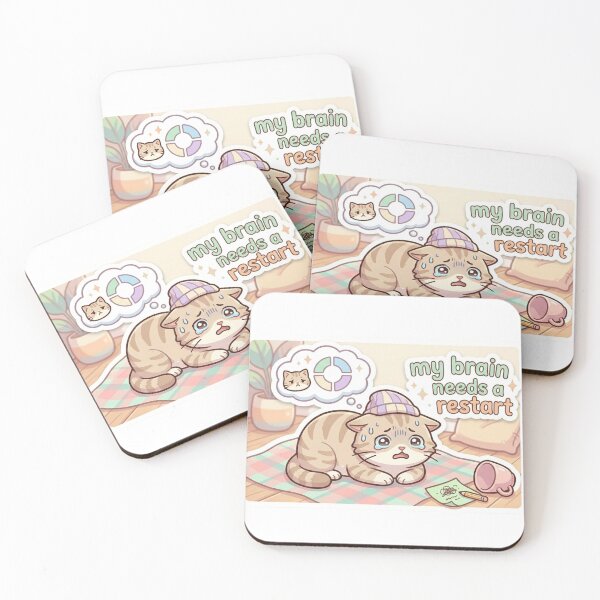Item preview, My Brain Needs A Restart – Overthinking Cat Sticker designed and sold by Elviqus Shop.