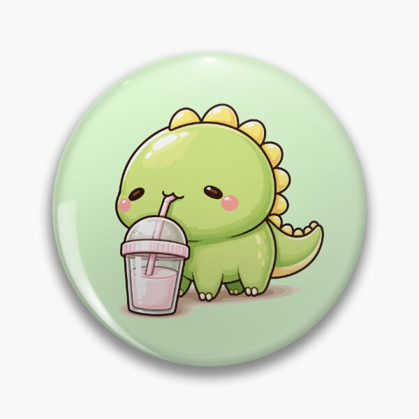 Item preview, Cute Kawaii Dino Drinking designed and sold by ChosmahDrawing.