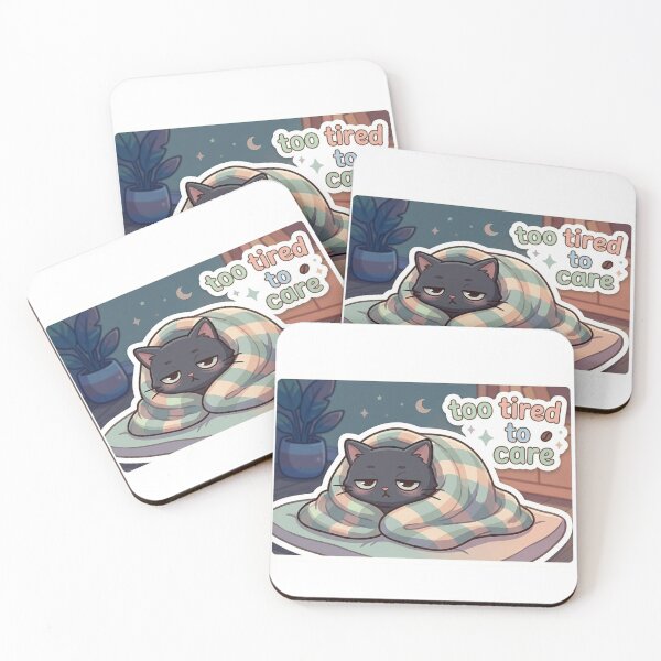 Item preview, Too Tired To Care – Exhausted Black Cat Sticker designed and sold by Elviqus Shop.
