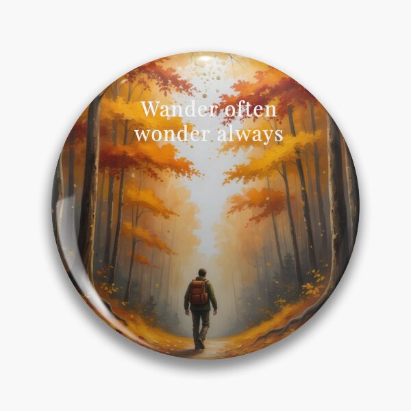 Item preview, Wander often wonder always autumn forest trail hiker oil painting designed and sold by icemanphotos.