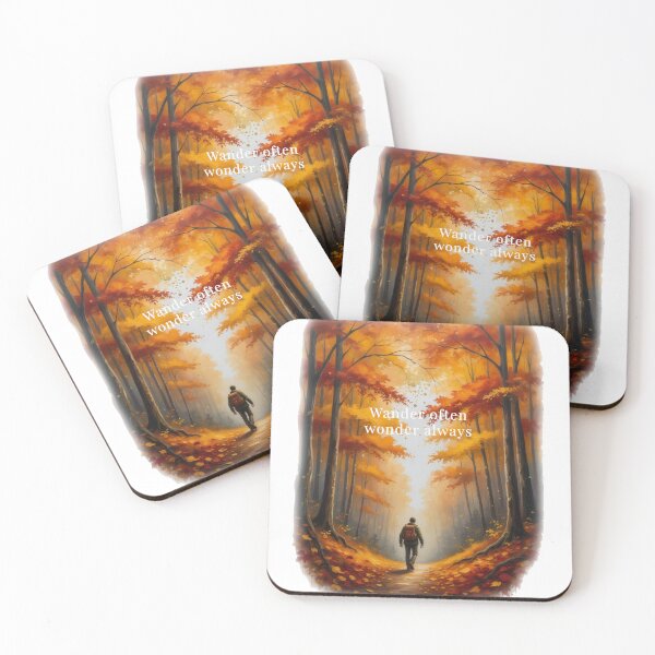Item preview, Wander often wonder always autumn forest trail hiker oil painting designed and sold by icemanphotos.
