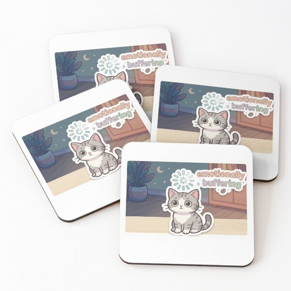 Item preview, Emotionally Buffering – Funny Tired Cat Sticker designed and sold by Elviqus Shop.