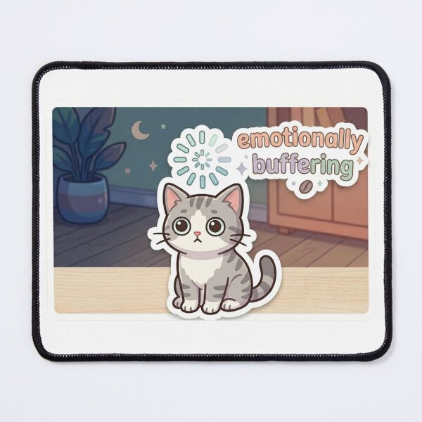 Item preview, Emotionally Buffering – Funny Tired Cat Sticker designed and sold by Elviqus Shop.