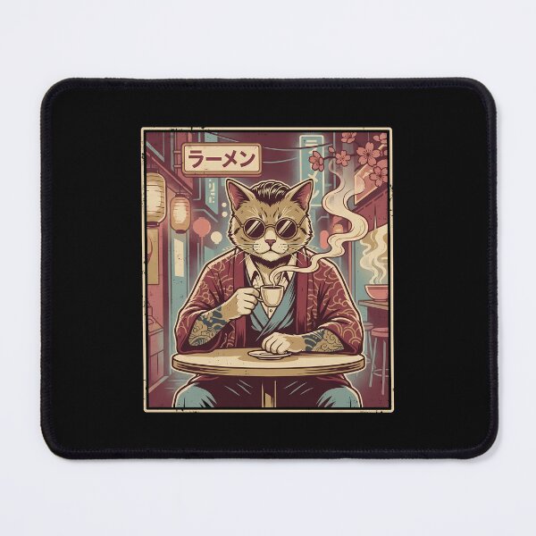 Item preview, Cat Yakuza Coffee Club – Vintage Japanese Mafia Cat Café Design designed and sold by DesignDoodleArt.