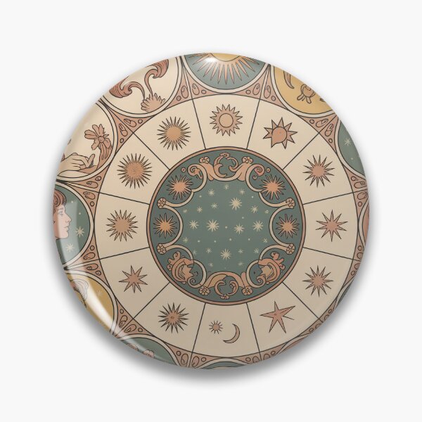Item preview, Vintage Art Nouveau Zodiac Wheel - Alphonse Mucha Celestial Astrology Chart designed and sold by Tamas Das.