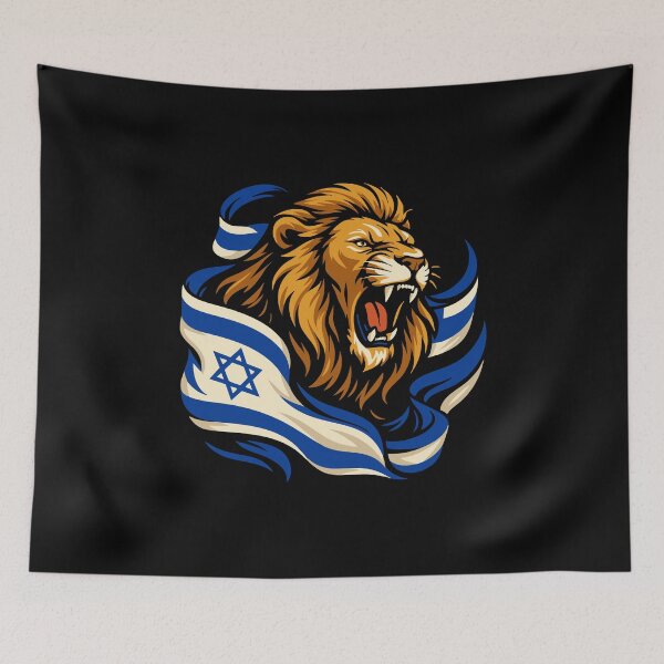 Item preview, Roaring Lion of Judah Israel Flag Art designed and sold by crouchingpixel.