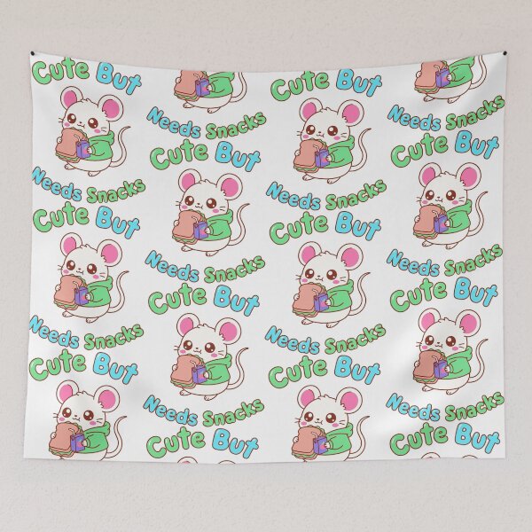Item preview, Cute Kawaii Mouse Eating Snacks Illustration designed and sold by littleflabby.