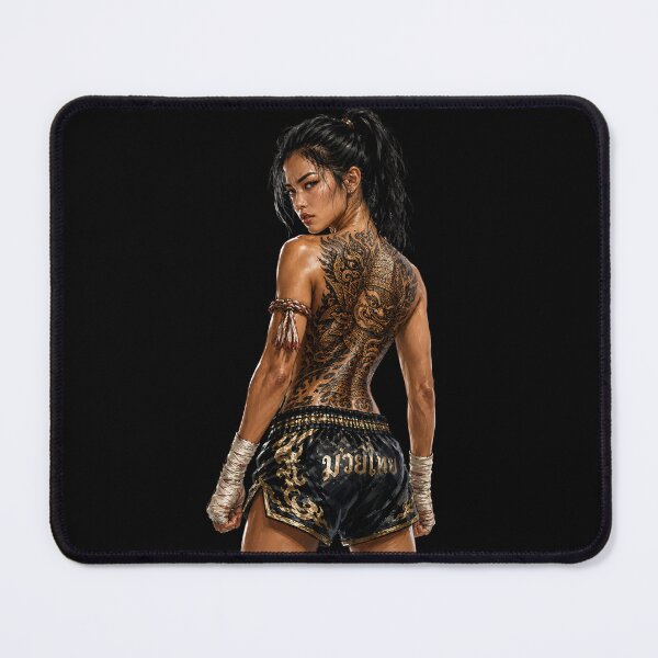 Item preview, Tattooed Muay Thai woman designed and sold by CoolCrazyQuirky.