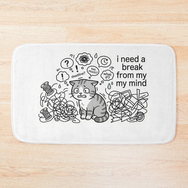Item preview, I Need A Break From My Mind – Anxiety Cat Sticker designed and sold by Elviqus Shop.