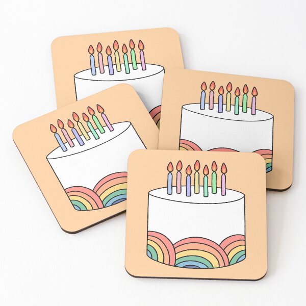 Item preview, Rainbow Layer Birthday Cake with Pastel Candles designed and sold by ubborn.