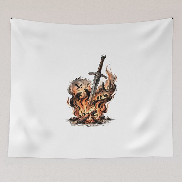 Item preview, Flaming Sword Fantasy Quest Campfire Roleplaying Design designed and sold by Fenay Designs.