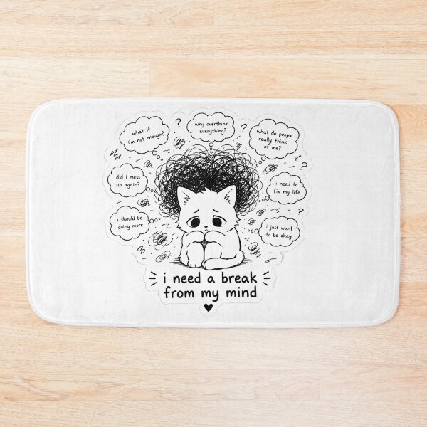 Item preview, I Need A Break From My Mind – Anxiety Cat Sticker designed and sold by Elviqus Shop.