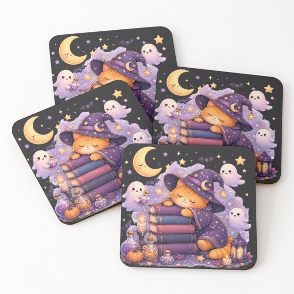 Item preview, Sleepy Witch Cat Halloween Spell Books designed and sold by Moody Vibes Studio.