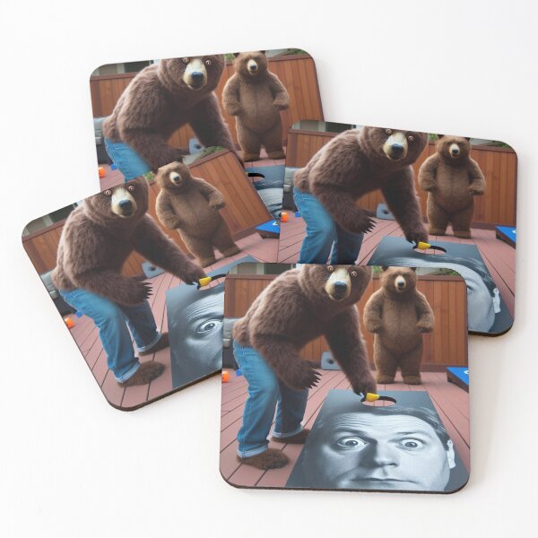 Item preview, Funny Bears Playing Cornhole Backyard Party Design designed and sold by ThePepper603.