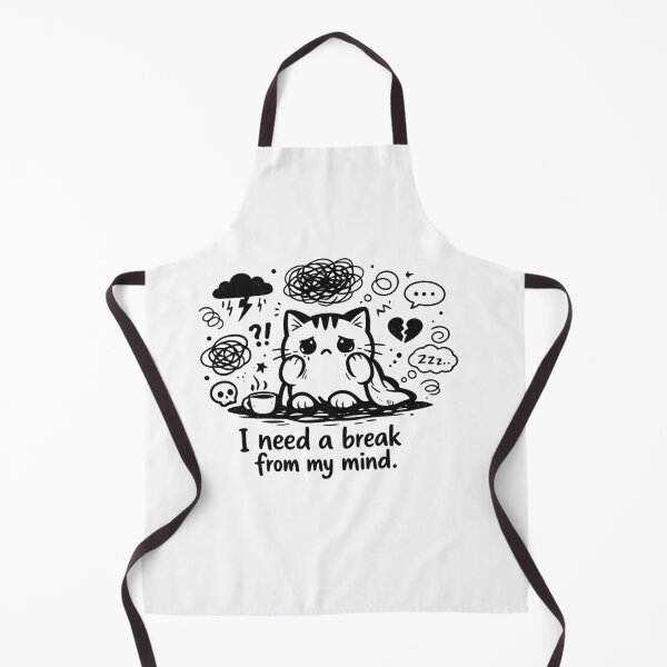Item preview, I Need A Break From My Mind – Anxiety Cat Sticker designed and sold by Elviqus Shop.