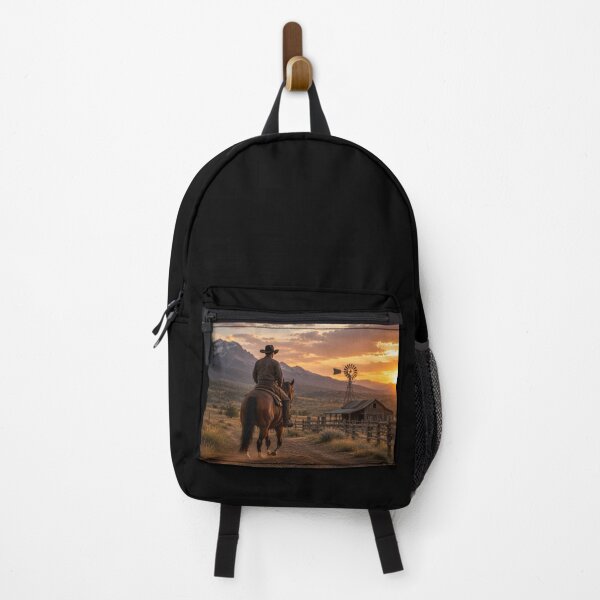 Item preview, Cowboy Riding Into Sunset – Western Ranch Country Artwork designed and sold by  QuarterHorseArt by Just my Studio.