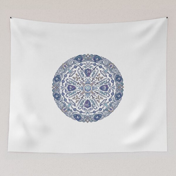 Item preview, Blue Fantasy Dice Mandala Tabletop Roleplaying Crest designed and sold by Fenay Designs.