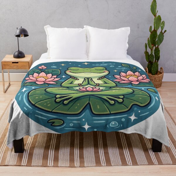 Item preview, Meditating Frog on Lily Pad – Peaceful Lotus Zen Frog Aesthetic designed and sold by ArtsyExplorer.