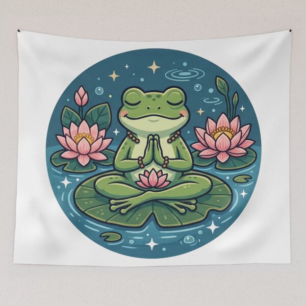 Item preview, Meditating Frog on Lily Pad – Peaceful Lotus Zen Frog Aesthetic designed and sold by ArtsyExplorer.