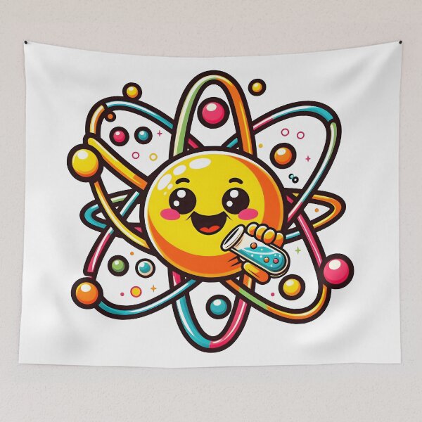 Item preview, Smiling Cartoon Atom Educational Illustration designed and sold by PandaTShirtShop.